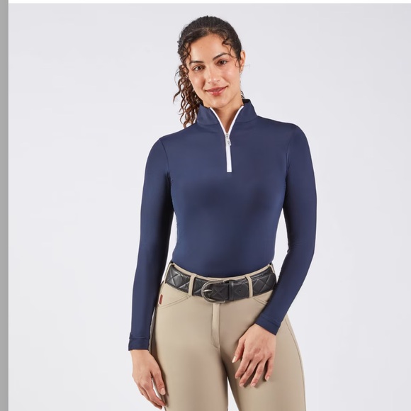 The Tailored Sportsman Womens Size Large Navy Blue Quarter Zip Long Sleeve Shirt - Picture 14 of 14